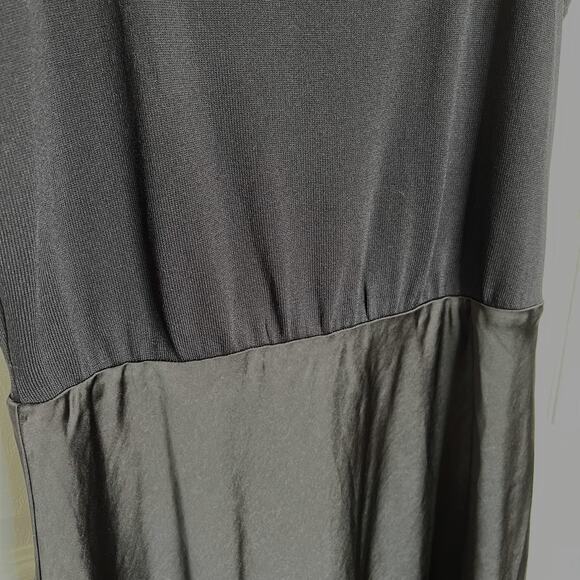 Mare Mare Dress Womens Medium Solid Black Maxi Stretch Tank Top w/ Satin Bottom - Picture 4 of 9